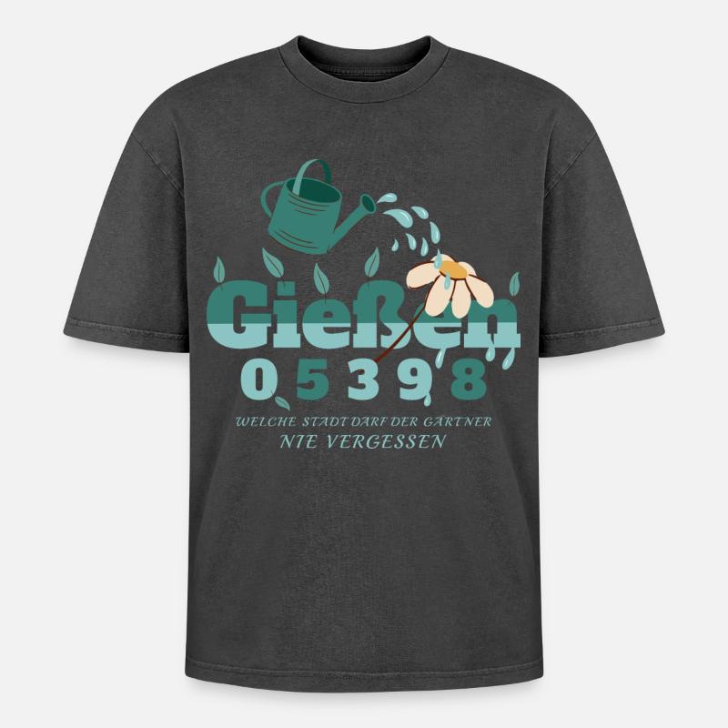 Gießen Hessen - Oversized Unisex Premium Acid-Washed T-Shirt - Schwarz Acid Wash