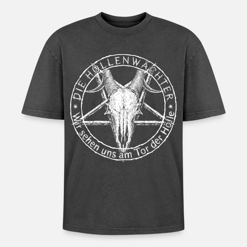 The Hell Guardians Classic - Oversized Unisex Premium Acid-Washed T-Shirt - acid washed black