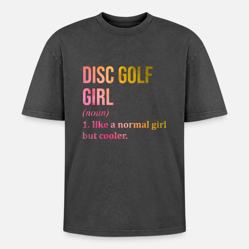 Discgolf - Oversized Unisex Premium Acid-Washed T-Shirt - Schwarz Acid Wash