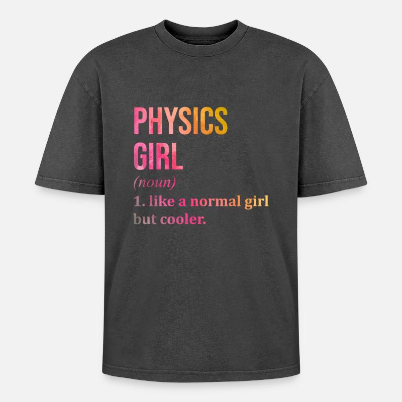 Physics - Oversized Unisex Premium Acid-Washed T-Shirt - acid washed black