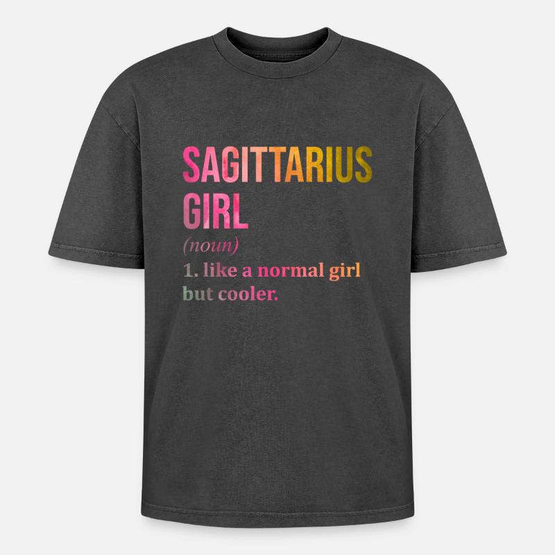 Sagittarius - Oversized Unisex Premium Acid-Washed T-Shirt - acid washed black