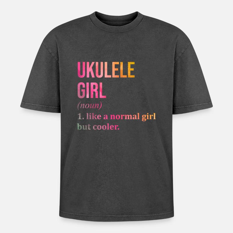 Ukulele - Oversized Unisex Premium Acid-Washed T-Shirt - acid washed black
