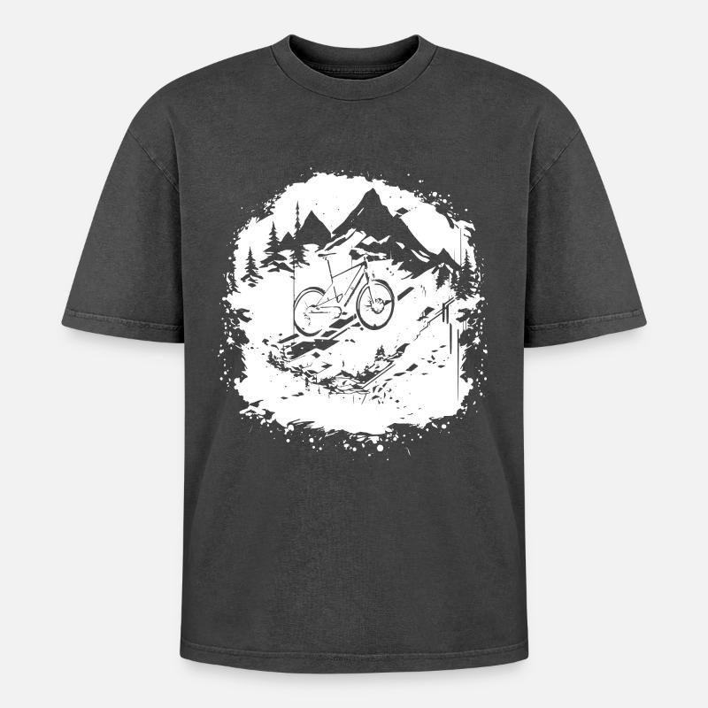 Graphismes de VTT - T-shirt Premium unisexe oversize acid-washed - noir délavé acide