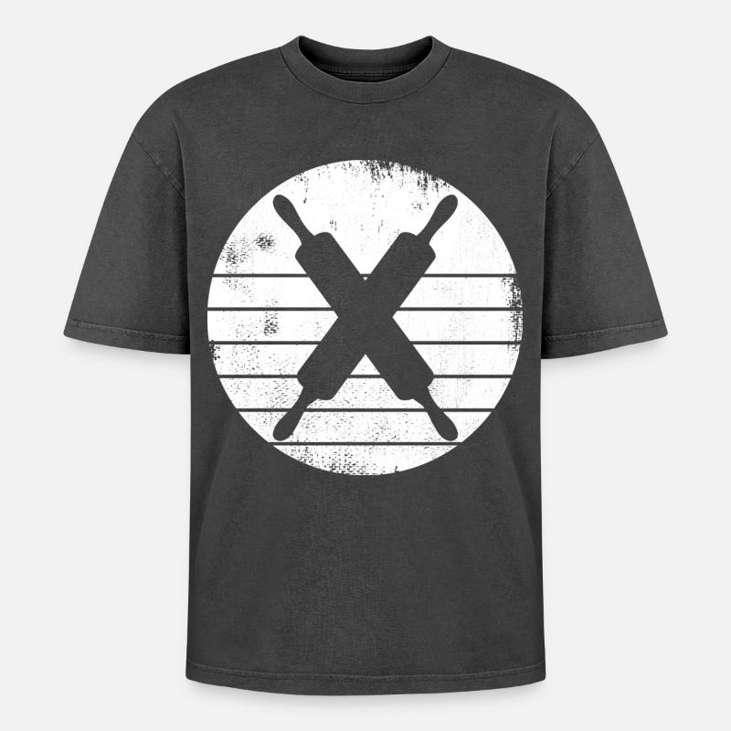 Rolling pin - Oversized Unisex Premium Acid-Washed T-Shirt - acid washed black