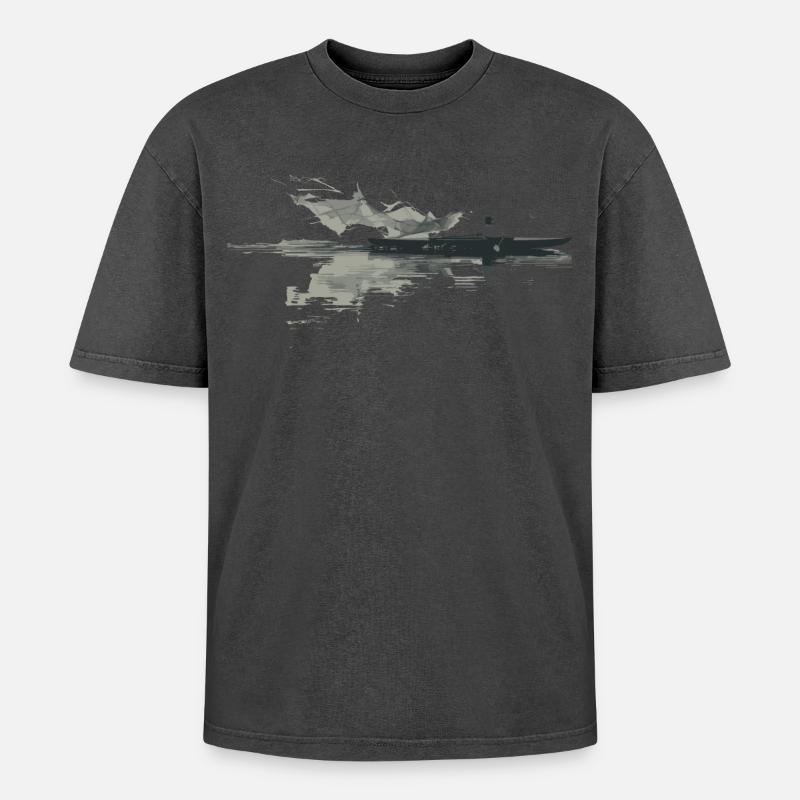 Rameur - T-shirt Premium unisexe oversize acid-washed - noir délavé acide