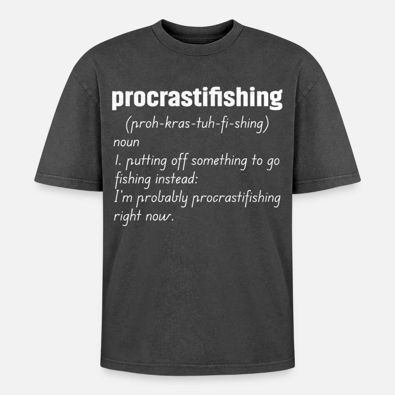 Procrastifishing defination - Oversized Unisex Premium Acid-Washed T-Shirt - acid washed black