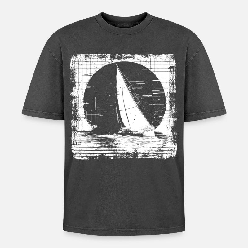 Sail - Oversized Unisex Premium Acid-Washed T-Shirt - acid washed black