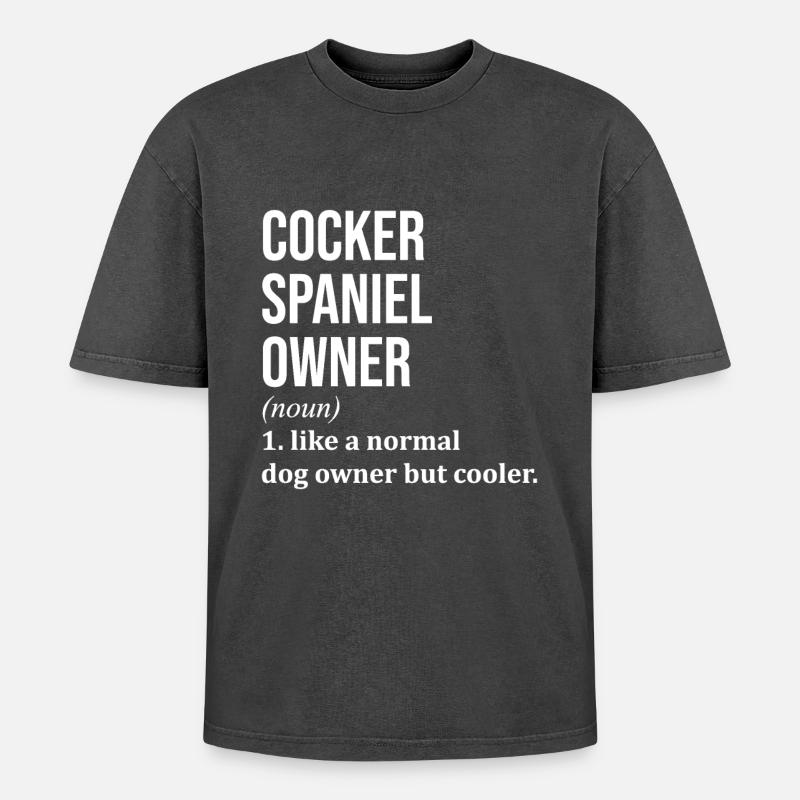 Cocker Spaniel - Oversized Unisex Premium Acid-Washed T-Shirt - acid washed black