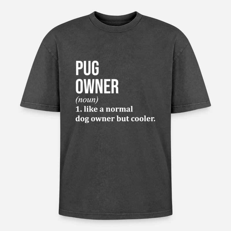 Pug - Oversized Unisex Premium Acid-Washed T-Shirt - acid washed black