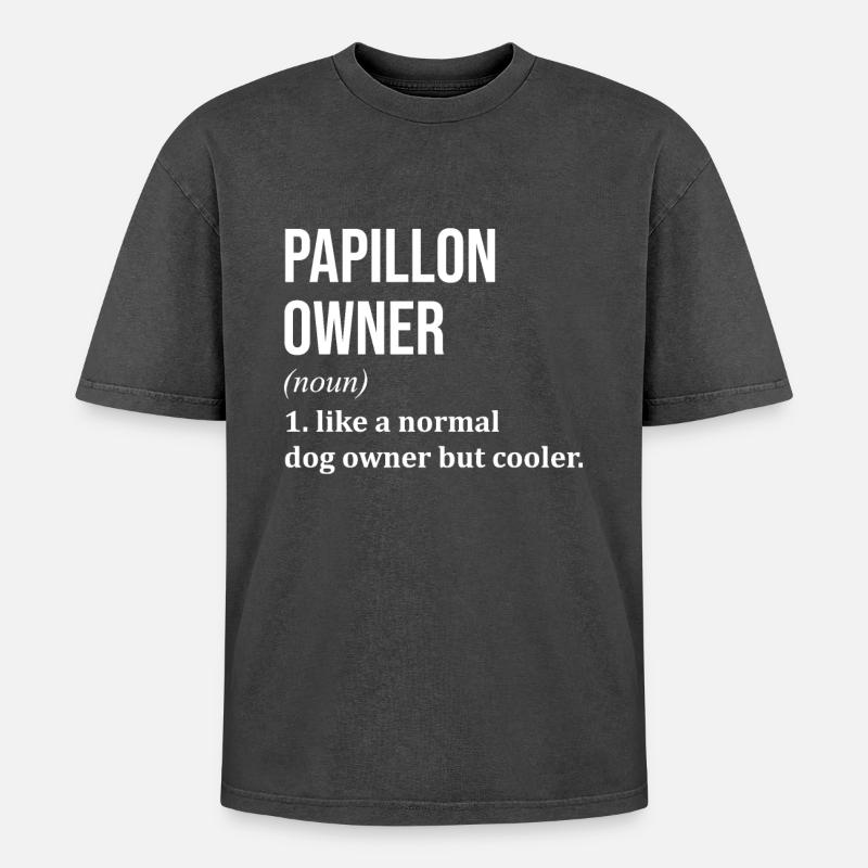 Papillon - Oversized Unisex Premium Acid-Washed T-Shirt - Schwarz Acid Wash