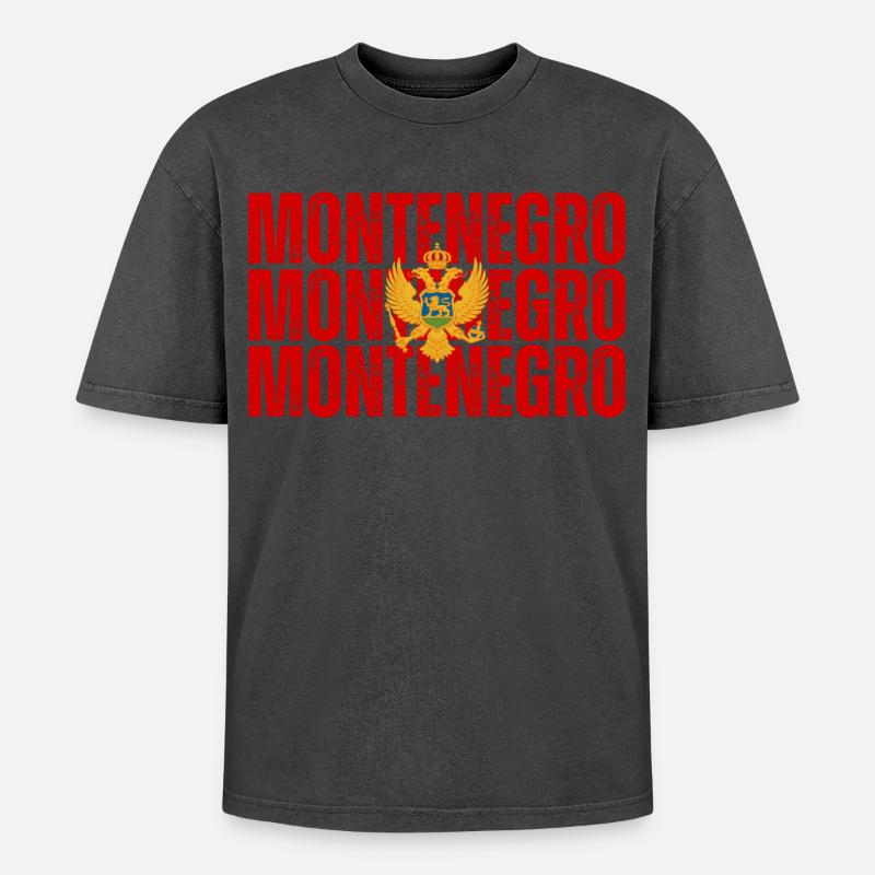 Drapeau du Monténégro - T-shirt Premium unisexe oversize acid-washed - noir délavé acide