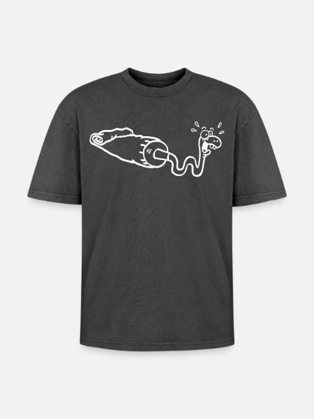 White snake and gouache tube - Oversized Unisex Premium Acid-Washed T-Shirt - acid washed black