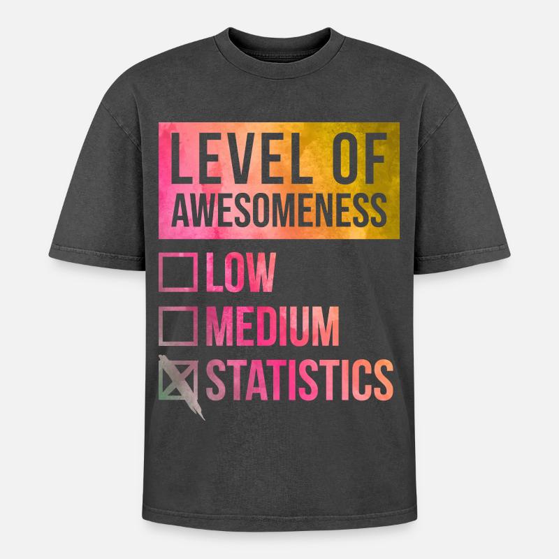 Statistics - Oversized Unisex Premium Acid-Washed T-Shirt - acid washed black