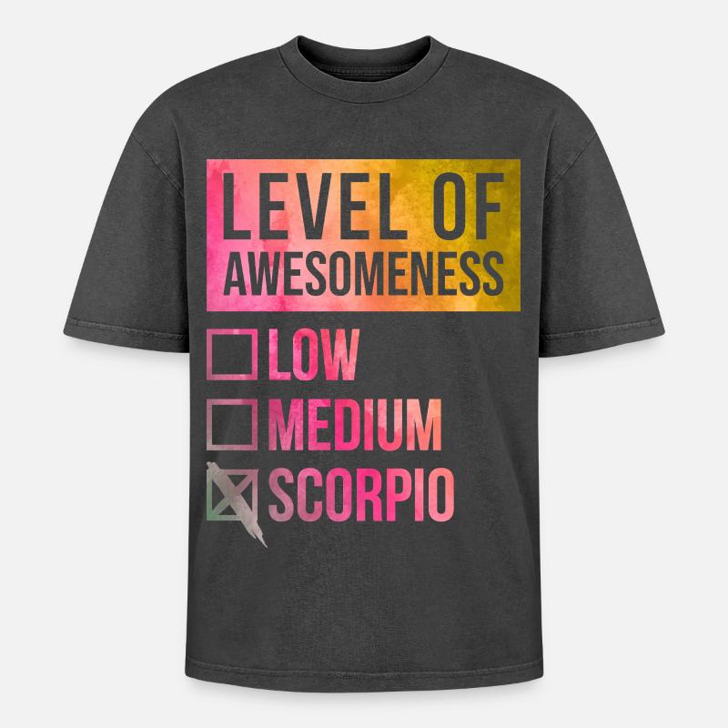 Scorpio - Oversized Unisex Premium Acid-Washed T-Shirt - acid washed black
