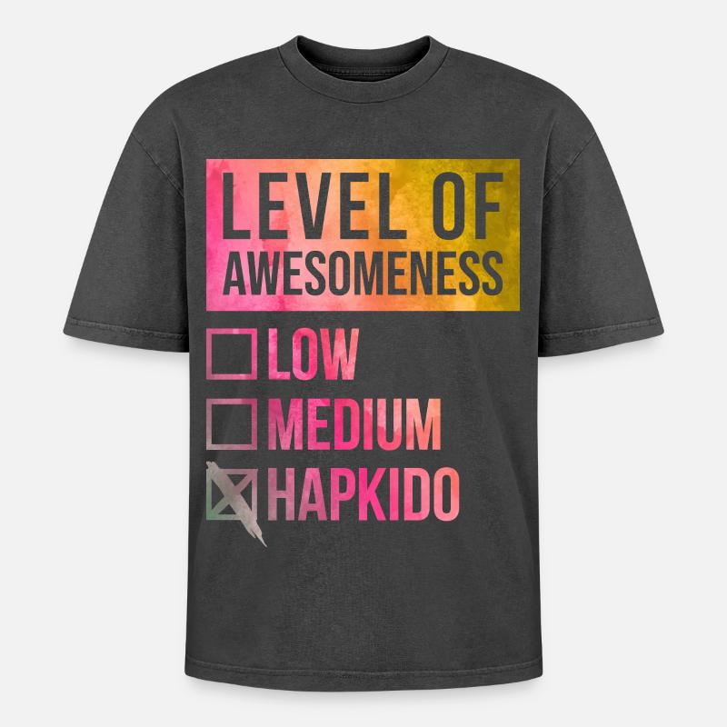 hapkido - Oversized Unisex Premium Acid-Washed T-Shirt - Schwarz Acid Wash