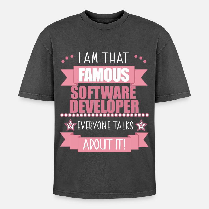 Software Developer Profession Ladies Gift - Oversized Unisex Premium Acid-Washed T-Shirt - acid washed black
