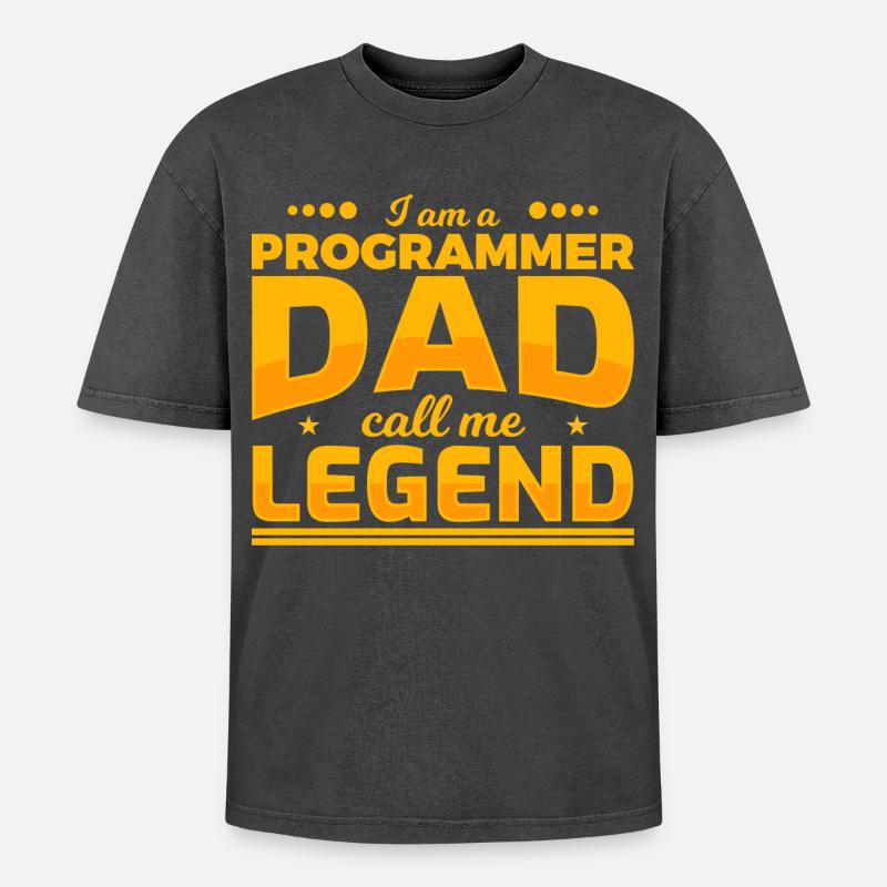 Programmer Father - Oversized Unisex Premium Acid-Washed T-Shirt - acid washed black