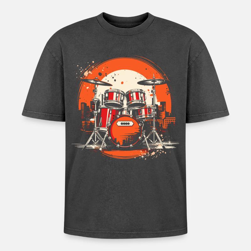 Trapset Graphics - Oversized Unisex Premium Acid-Washed T-Shirt - acid washed black