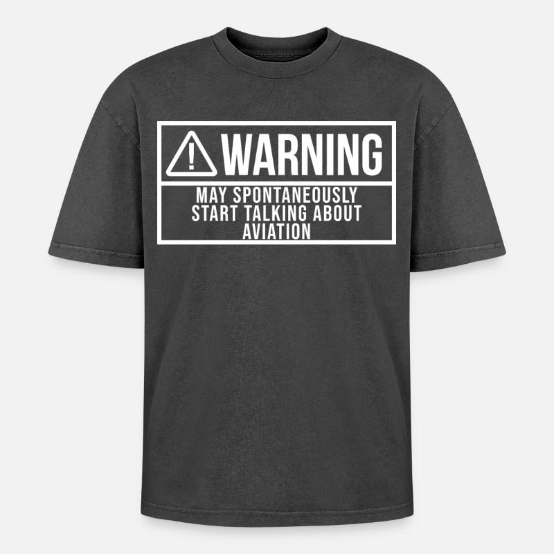 Luftfahrt - Oversized Unisex Premium Acid-Washed T-Shirt - Schwarz Acid Wash