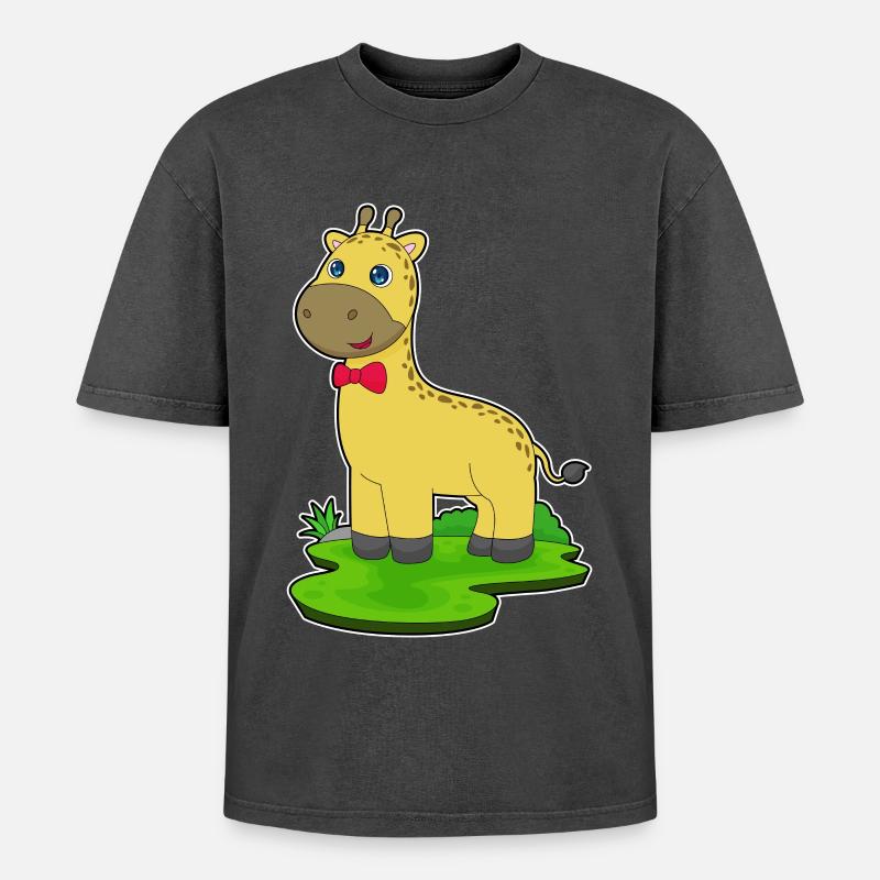 Arc de girafe - T-shirt Premium unisexe oversize acid-washed - noir délavé acide