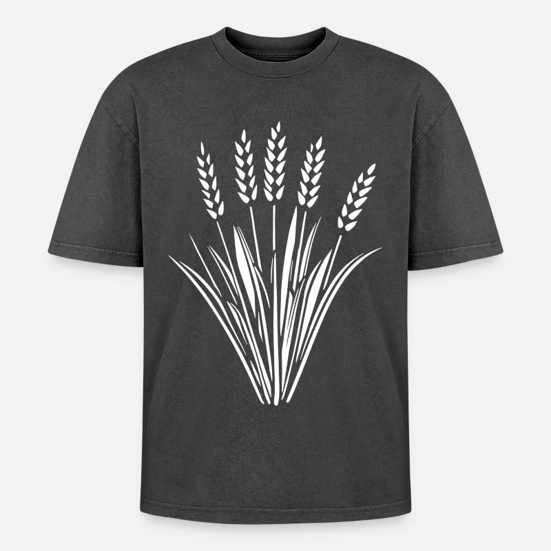 5 Ähren Getreide Weizen - Oversized Unisex Premium Acid-Washed T-Shirt - Schwarz Acid Wash