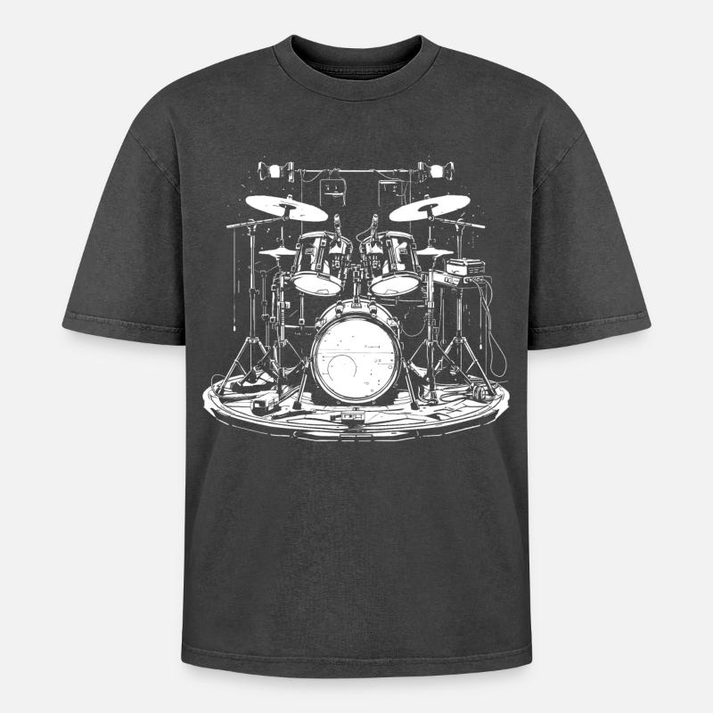 Percussion - Oversized Unisex Premium Acid-Washed T-Shirt - acid washed black