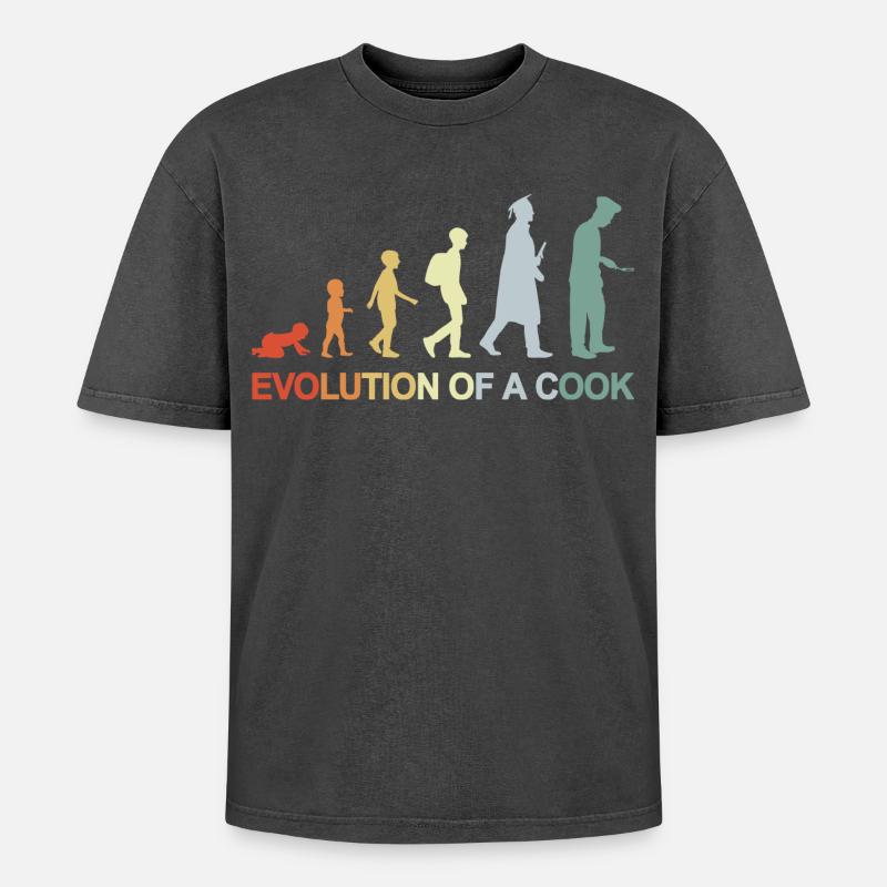 Evolution Of A Cook - Oversized Unisex Premium Acid-Washed T-Shirt - acid washed black