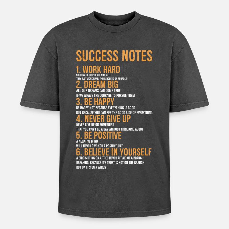 success notes - Oversized Unisex Premium Acid-Washed T-Shirt - acid washed black