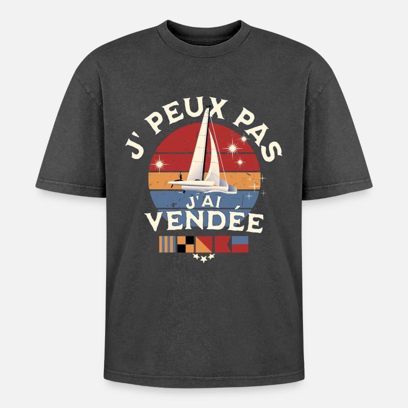 J'peux pas j'ai Vendée Glb - T-shirt Premium unisexe oversize acid-washed - noir délavé acide