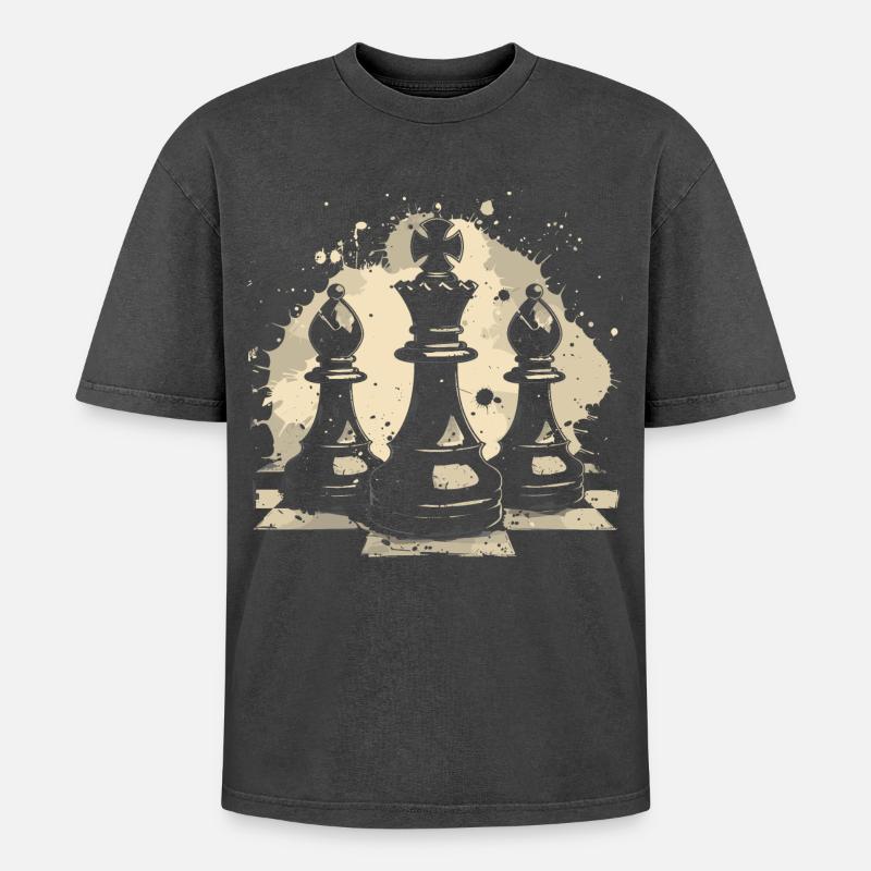 Chess Graffiti - Oversized Unisex Premium Acid-Washed T-Shirt - acid washed black
