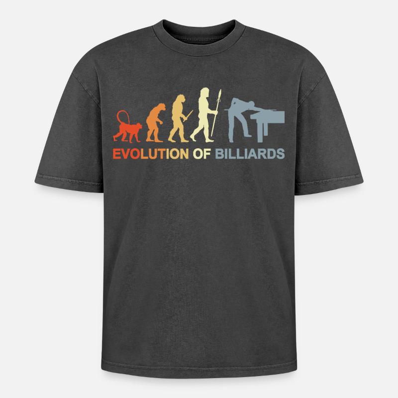 Pool Billiards Evolution - Oversized Unisex Premium Acid-Washed T-Shirt - acid washed black