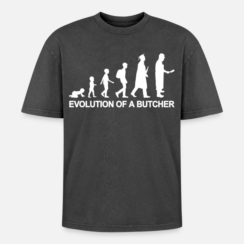 Metzger Evolution - Oversized Unisex Premium Acid-Washed T-Shirt - Schwarz Acid Wash