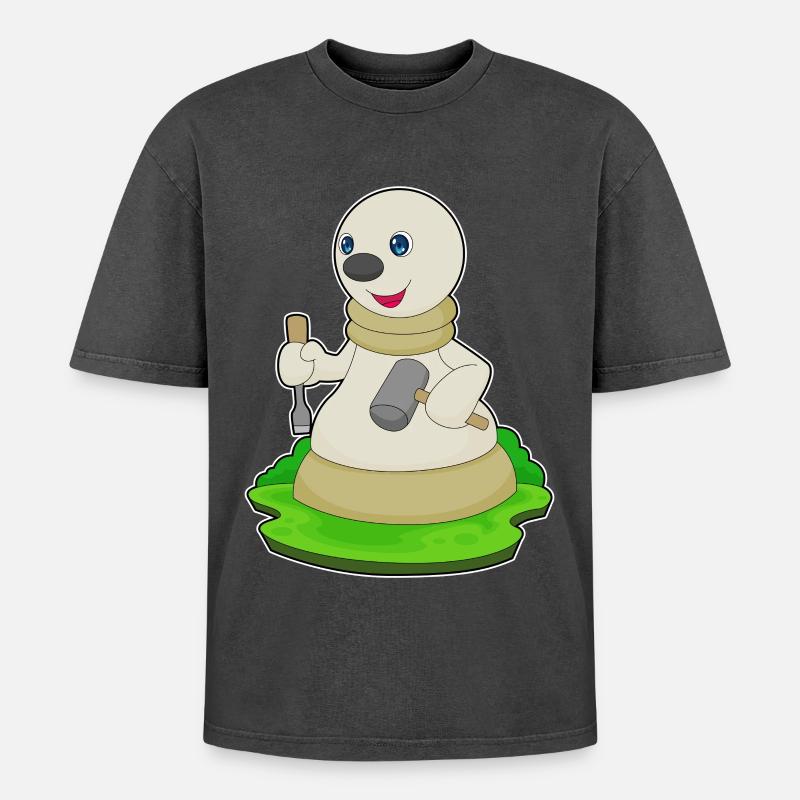 Schachfigur Bauer Schach - Oversized Unisex Premium Acid-Washed T-Shirt - Schwarz Acid Wash