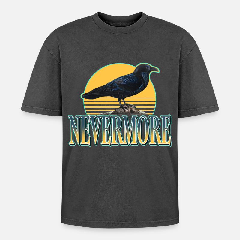 Nevermore – Raben & Gothic Ästhetik - Oversized Unisex Premium Acid-Washed T-Shirt - Schwarz Acid Wash