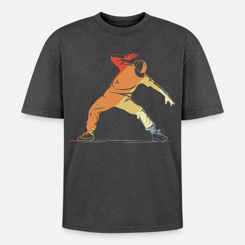 Breakdancer Skizze - Oversized Unisex Premium Acid-Washed T-Shirt - Schwarz Acid Wash