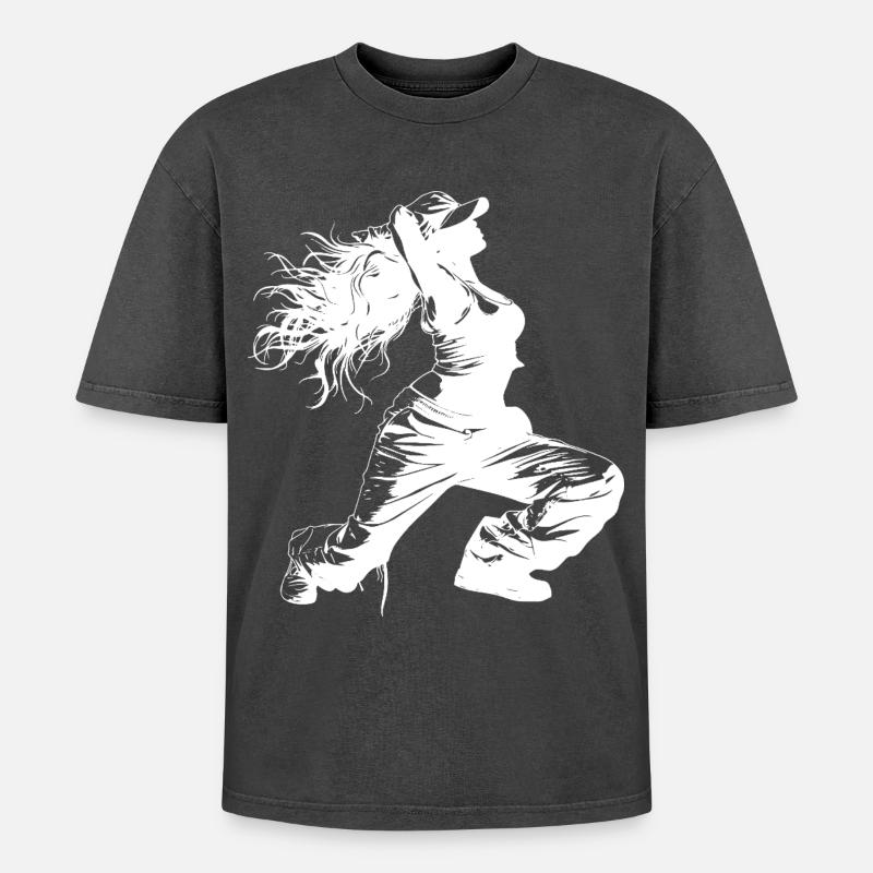 Dessin de breakdancer - T-shirt Premium unisexe oversize acid-washed - noir délavé acide