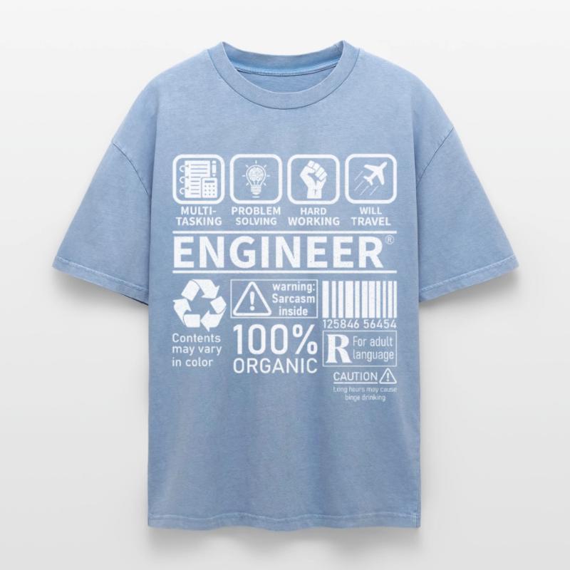 engineer multitasking problem solving hard working Oversized Unisex Premium Acid-Washed T-Shirt