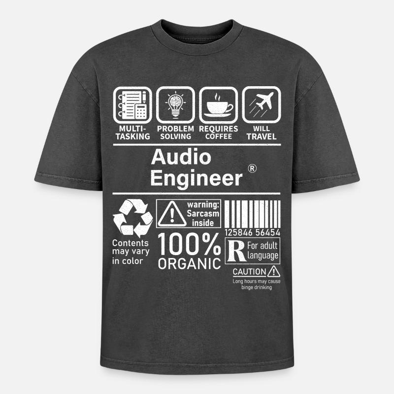 Audio Engineer multi tasking problem solving - Oversized Unisex Premium Acid-Washed T-Shirt - acid washed black