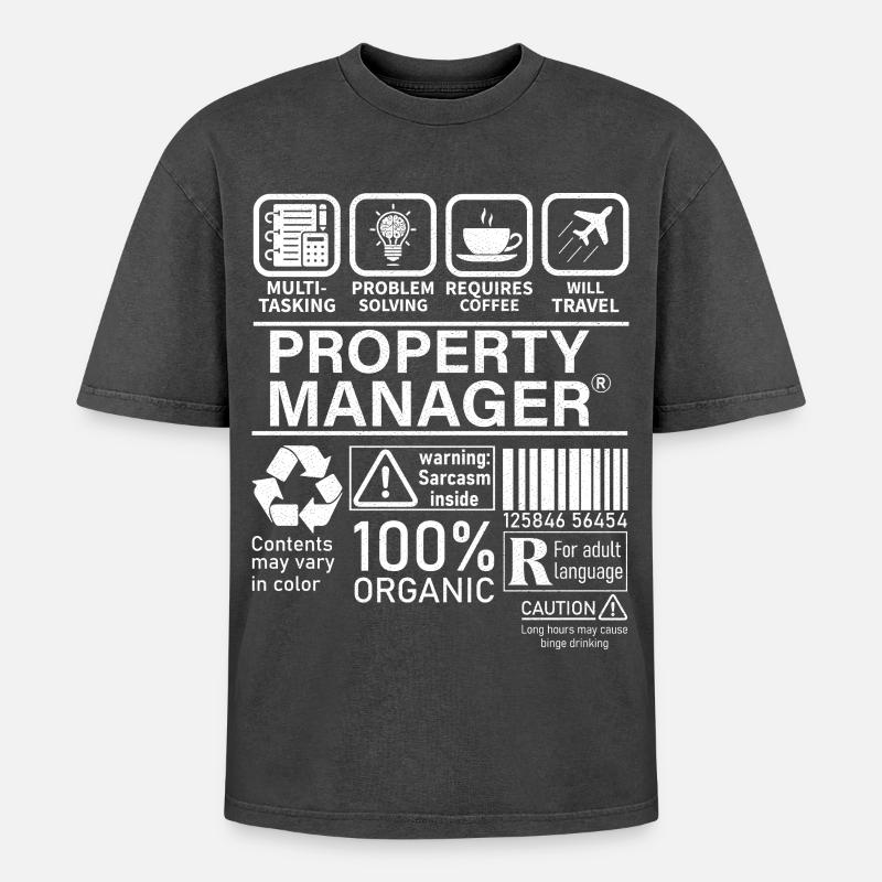 property manager multi tasking problem solving - Oversized Unisex Premium Acid-Washed T-Shirt - Schwarz Acid Wash