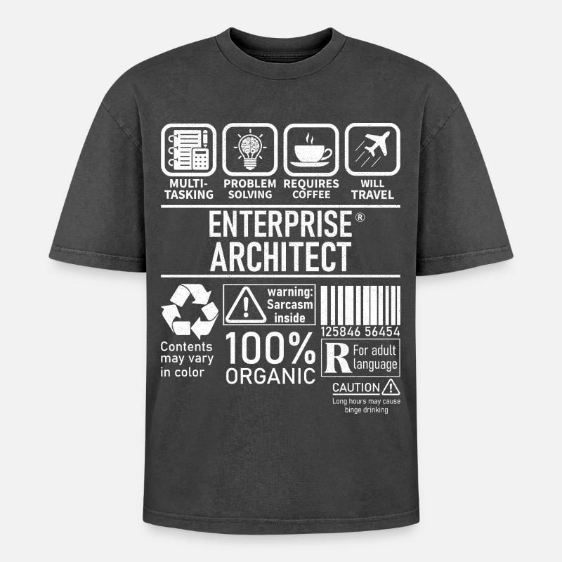 Enterprise Architect multi tasking problem solving - Oversized Unisex Premium Acid-Washed T-Shirt - Schwarz Acid Wash