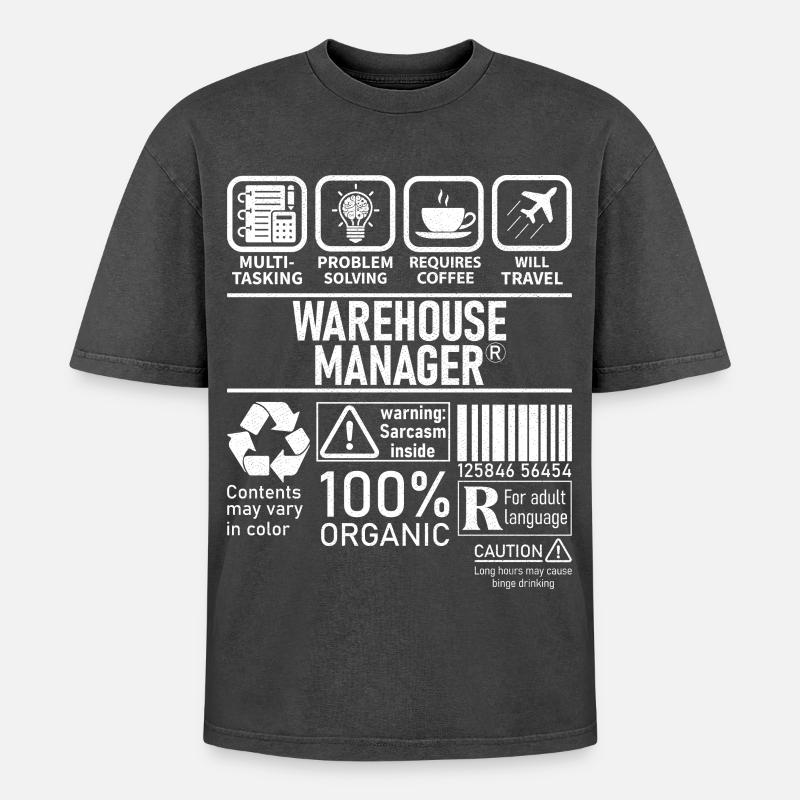 Résolution de problèmes multitâches Warehouse Manager - T-shirt Premium unisexe oversize acid-washed - noir délavé acide