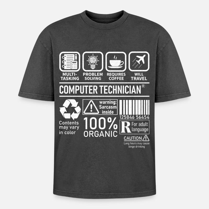 Technicien en informatique multitâche résolution de problèmes - T-shirt Premium unisexe oversize acid-washed - noir délavé acide