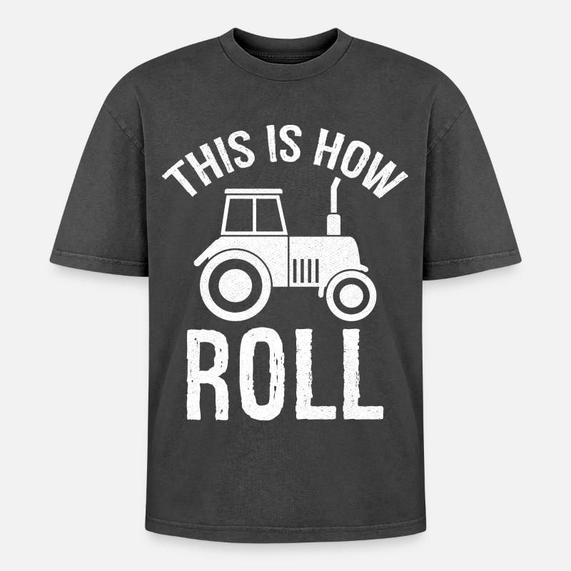 this is how roll - Oversized Unisex Premium Acid-Washed T-Shirt - Schwarz Acid Wash