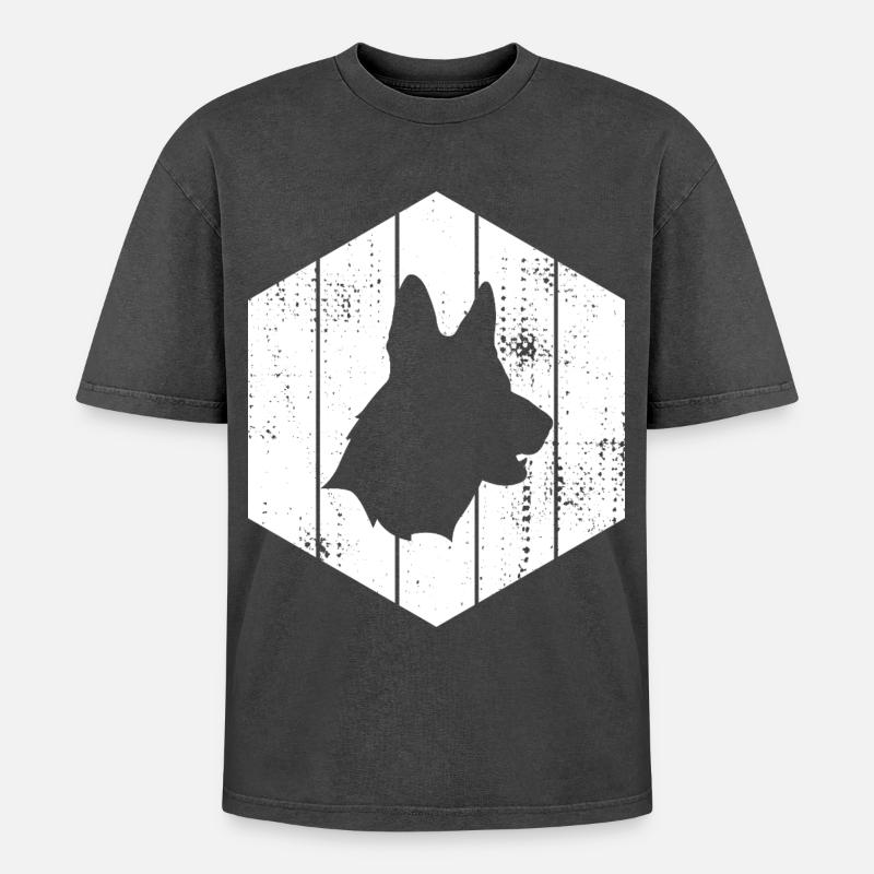 German Shepherd - Oversized Unisex Premium Acid-Washed T-Shirt - acid washed black