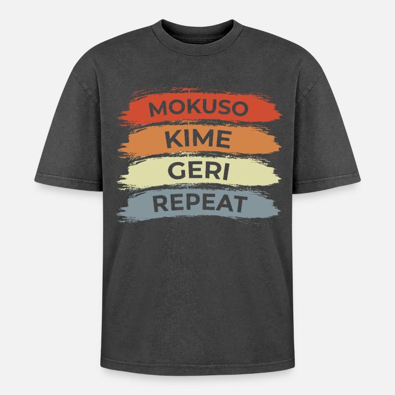 Karate Techniques - Oversized Unisex Premium Acid-Washed T-Shirt - acid washed black