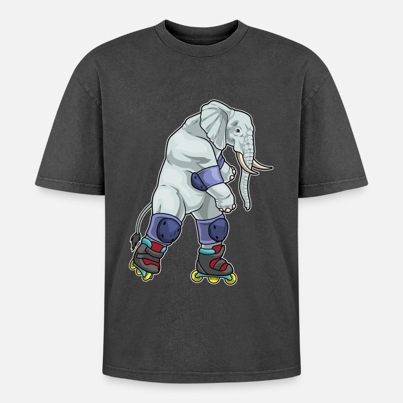 Elefant Inline skating Inline skates - Oversized Unisex Premium Acid-Washed T-Shirt - acid washed black