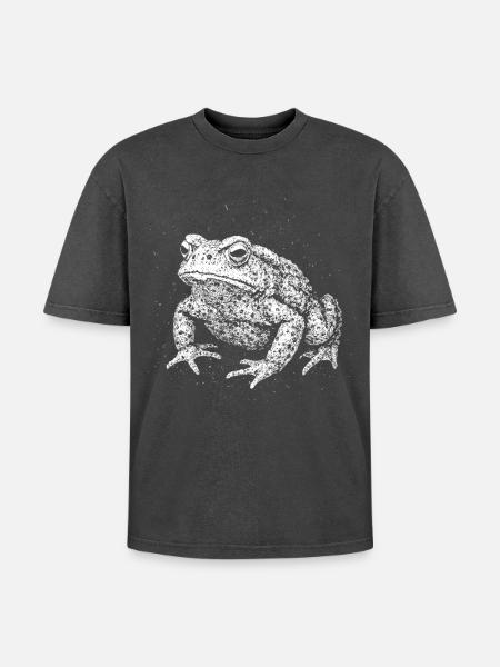 Toad - Oversized Unisex Premium Acid-Washed T-Shirt - acid washed black