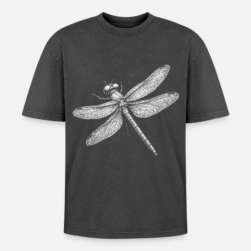 Dragonfly - Oversized Unisex Premium Acid-Washed T-Shirt - acid washed black