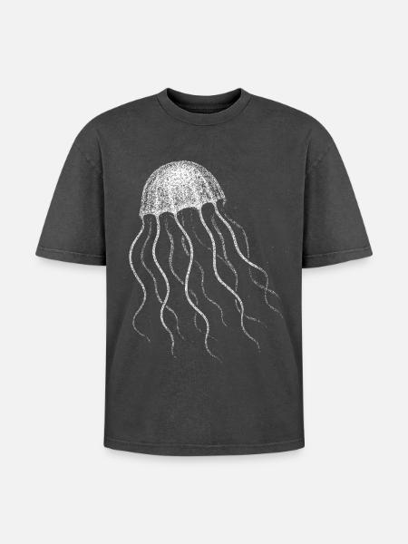 Méduse - T-shirt Premium unisexe oversize acid-washed - noir délavé acide