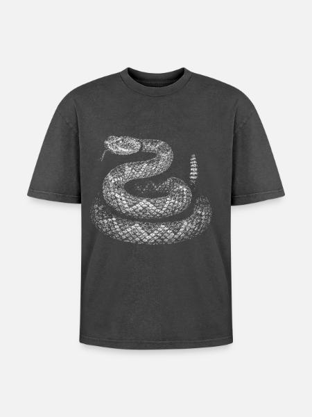 Snake - Oversized Unisex Premium Acid-Washed T-Shirt - acid washed black